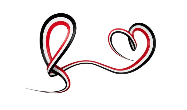 Σημαία Της Συρίας Χώρα Καρδιά Σχήμα Κυματιστή Κορδέλα Ευαισθητοποίησης Λευκό — Φωτογραφία Αρχείου