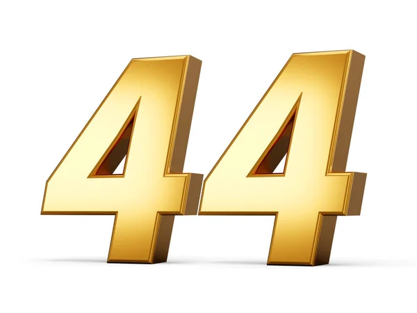 黄金の金属番号44 白の背景3Dイラスト — ストック写真