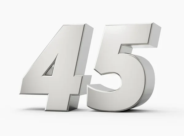 Silver Numbers Forty Five Isolated White Background Illustration — Stock Photo, Image