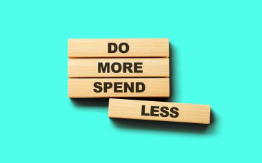 Ahşap bloklara daha az harca, finansal konsept. 3d illüstrasyon