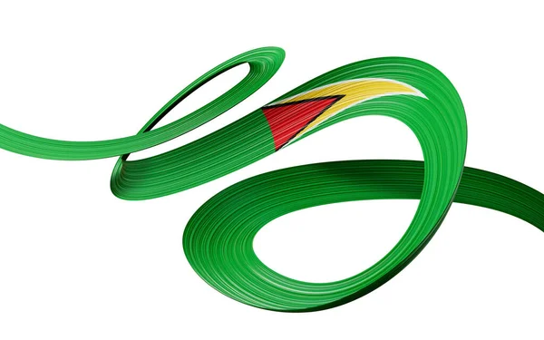 Bandiera Della Guyana Paese Sventolando Bandiera Del Nastro Verde Isolato — Foto Stock