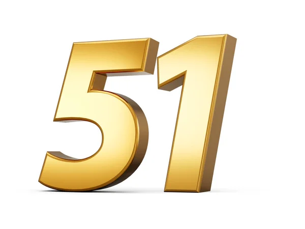 Número Metálico Dourado Cinquenta Fundo Branco Ilustração — Fotografia de Stock