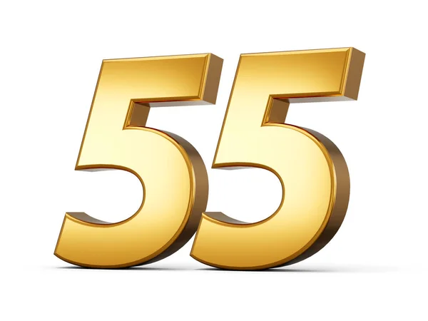 Golden Metallic Number Fifty Five White Background Illustration — Stock Photo, Image