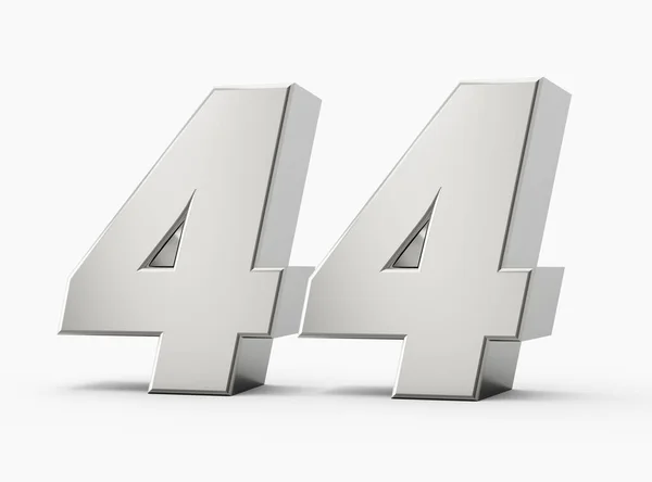 Silver Numbers Forty Four Isolated White Background Illustration — Stock Photo, Image