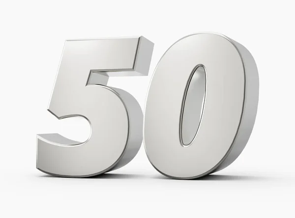 Stříbrná Čísla5050 Izolované Bílé Pozadí Ilustrace — Stock fotografie