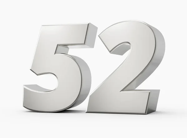 Silver Numbers Fifty Two Isolated White Background Illustration — Stock Photo, Image