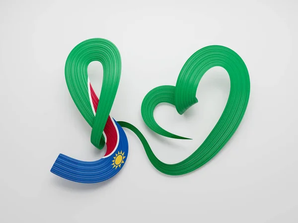纳米比亚国旗心形 3D插图 — 图库照片
