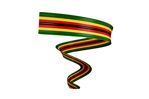 Fahne Von Simbabwe Land Glänzende Wellige Fahne Band Isoliert Auf — Stockfoto