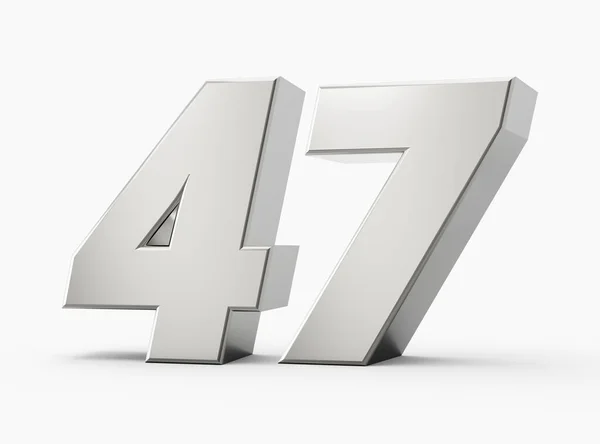 銀の3D番号47 隔離された白い背景3Dイラスト — ストック写真