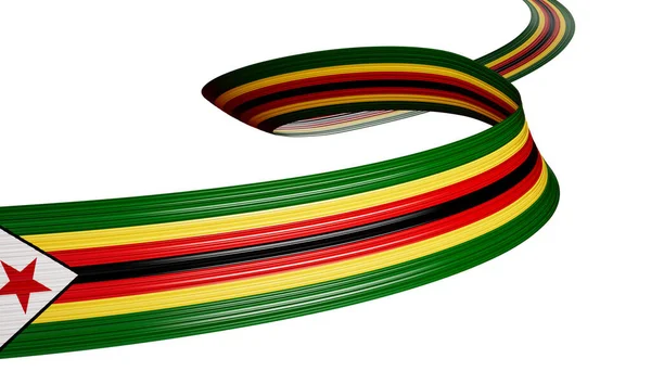Bandiera Dello Zimbabwe Paese Ondulato Nastro Lucido Bandiera Isolata Sfondo — Foto Stock