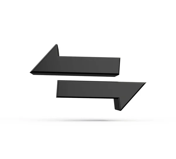 Two Black Squared Horizontal Arrows Isolated White Exchange Icon Flip — Stock Photo, Image