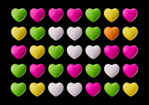 Καρδιές Σχήμα Ζάχαρη Καραμέλες Καρδιά Σχήμα Πολύχρωμες Καραμέλες Μαύρο Φόντο — Φωτογραφία Αρχείου