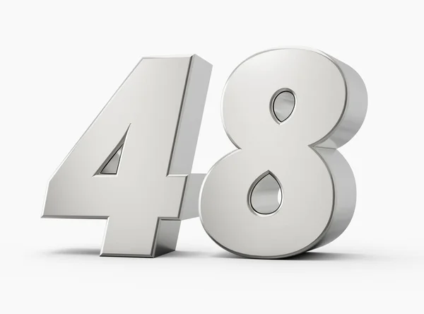 Silver Numbers Forty Eight Isolated White Background Illustration — Stock Photo, Image