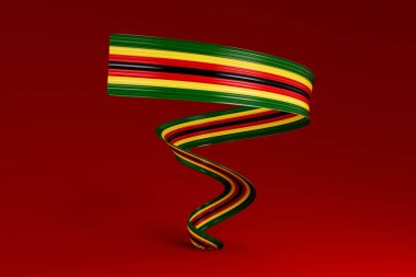 Zimbabwe 'nin 3d Bayrağı Parlak Dalgalı 3d Kırmızı Arkaplan 3d Görüntü İzole Edildi