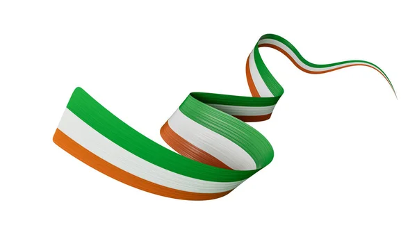 Flag Ireland Country Wavy Ribbon Isolated White Background Illustration — стокове фото
