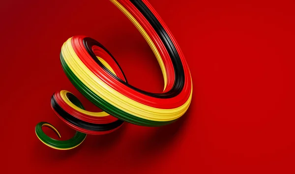 Fahne Von Simbabwe Spirale Glossy Ribbon Simbabwe Isolated Red Background — Stockfoto