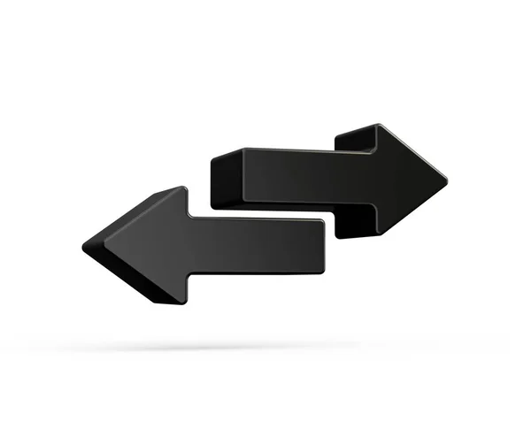 Два Чорні Квадраті Протилежні Горизонтальні Стрілки Ізольовані Білому Піктограма Обміну — стокове фото