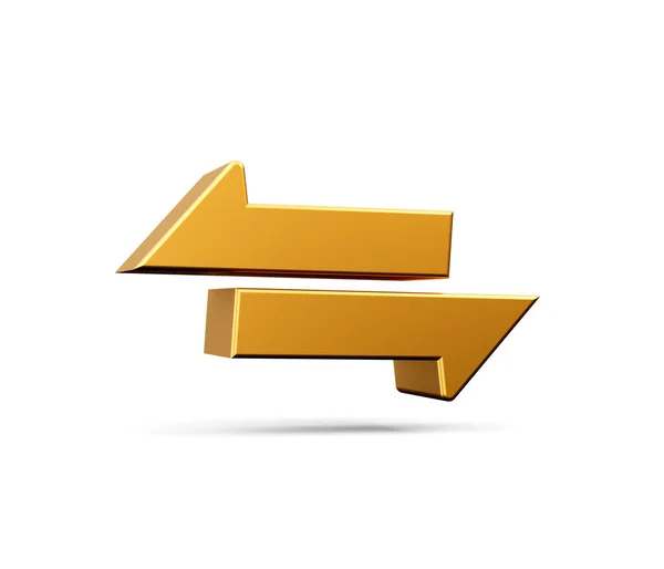 Duas Setas Horizontais Opostas Quadrado Dourado Isoladas Sobre Branco Ícone — Fotografia de Stock
