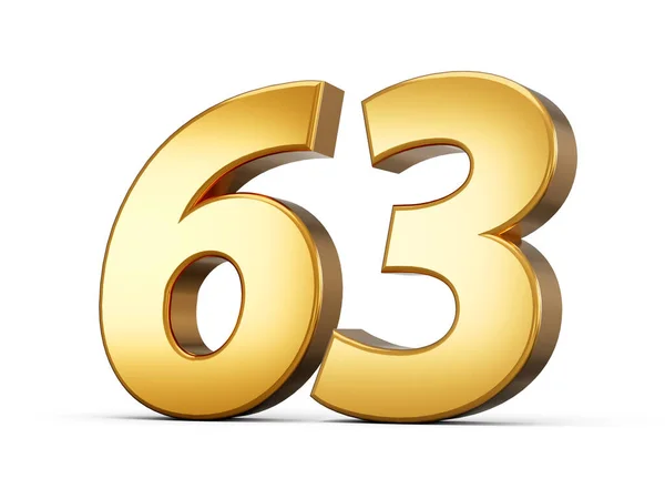Número Metálico Dourado Sessenta Três Fundo Branco Ilustração — Fotografia de Stock