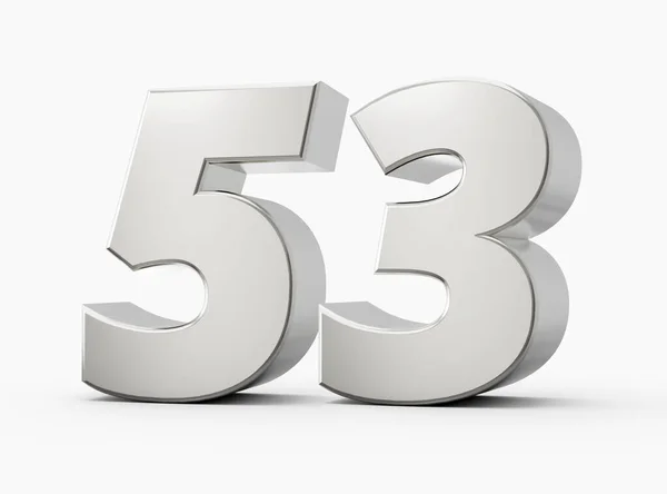 银牌3D号53 53孤立的白色背景3D插图 — 图库照片