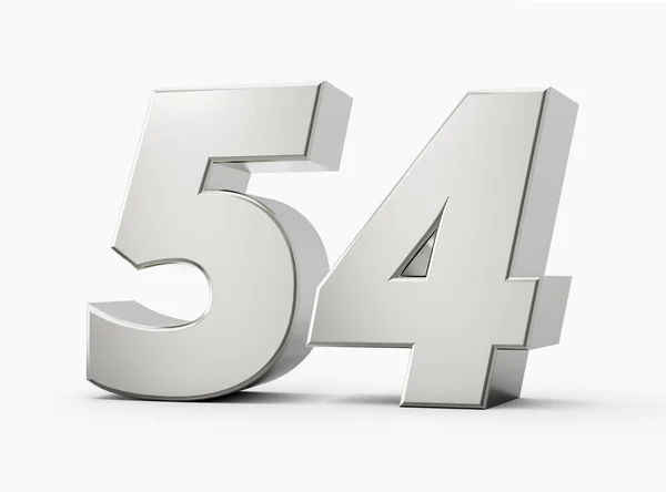 銀の3D番号は54 隔離された白い背景3Dイラスト — ストック写真
