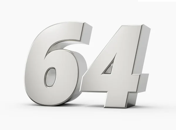 Silver Numbers Sixty Four Isolated White Background Illustration — Stock Photo, Image