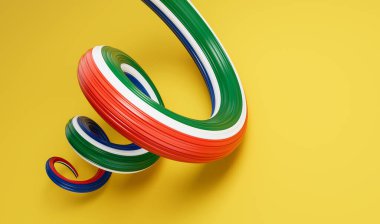 Güney Afrika 'nın 3d Bayrağı 3d Sarmal Parlak Güney Afrika Şeridi 3d Görüntü Yöntemi