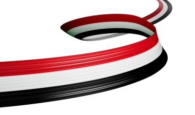 3d Flag of Syria Country, 3d Wavy Ribbon flag of Syria isolated on White Background, 3d illustration