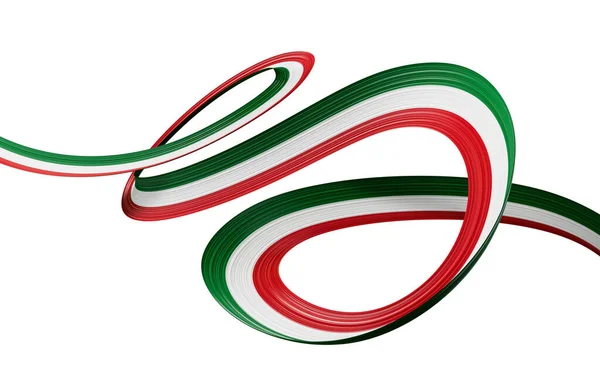 Флаг Кувейта Размахивая Кувейтской Лентой Флаг Изолирован Белом Фоне Иллюстрация — стоковое фото