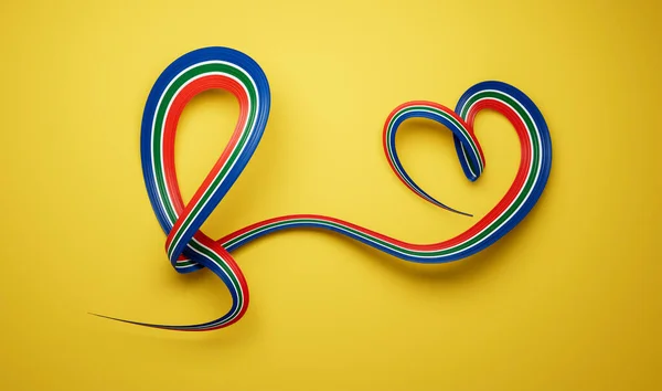 Vlag Van Zuid Afrika Heart Shape Shiny Wavy Awareness Ribbon — Stockfoto