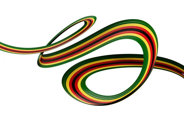 Bandeira País Zimbábue Fita Bandeira Ondulada Brilhante Isolada Fundo Branco — Fotografia de Stock