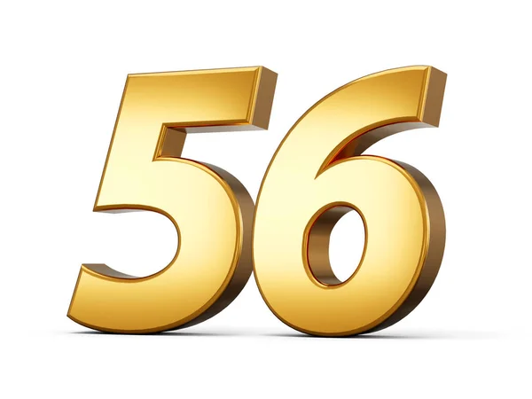 Shiny Gold Number Fifty Six Six Gold Number Isolated White — 스톡 사진