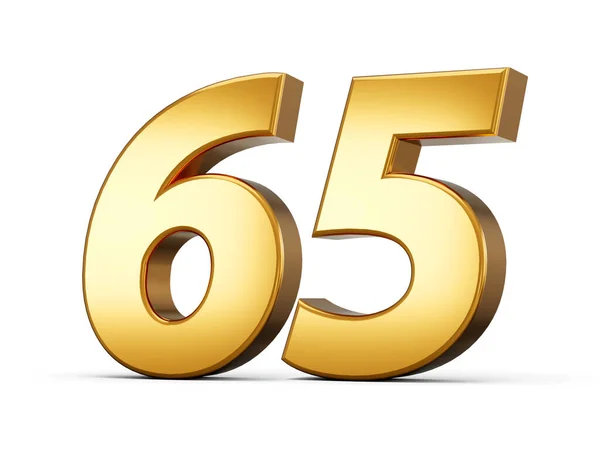 Número Metálico Dourado Sessenta Cinco Fundo Branco Ilustração — Fotografia de Stock