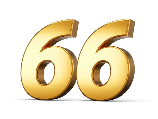 黄金の金属番号66 白の背景3Dイラスト — ストック写真
