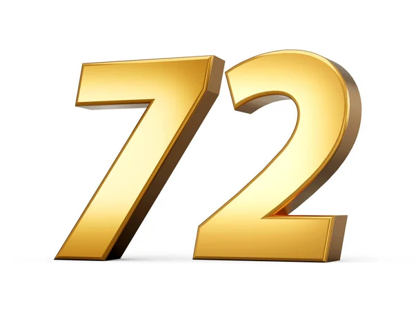 黄金の金属番号72 白の背景3Dイラスト — ストック写真