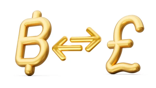 Brillante Simbolo Dorato Baht Pound Icona Cambio Valuta Con Ombra — Foto Stock