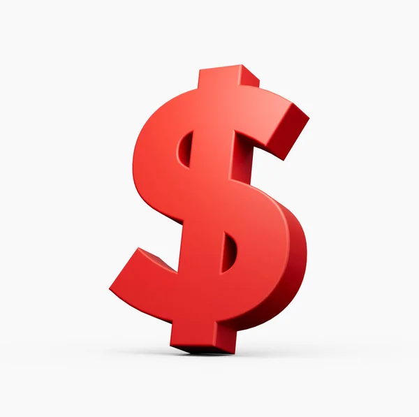 Red Shiny Usa Dollar Valuta Ikon Isolerad Vit Bakgrund Illustration — Stockfoto