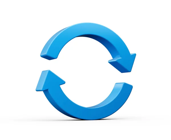 Blue Refresh Icon Reload Icon Symbool Rotatie Pijlen Witte Achtergrond — Stockfoto