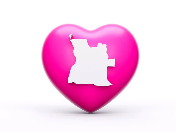 Pink Heart White Map Angola Isolated White Background Illustration — Zdjęcie stockowe