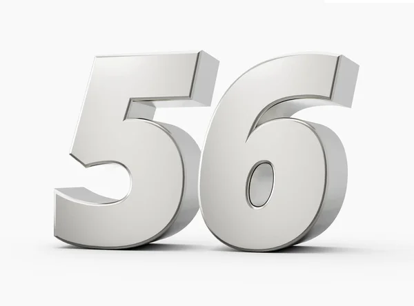 Shiny Silver Number Fifty Six Six Silver Number Isolated White — 스톡 사진