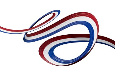 Hollanda 'nın 3d Bayrağı 3d Hollanda' nın Sallanan Kurdelesi Beyaz Arkaplanda 3d Görüntü