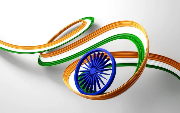 Flagge Des Indischen Landes Wehende Indische Bandfahne Auf Weißem Hintergrund — Stockfoto