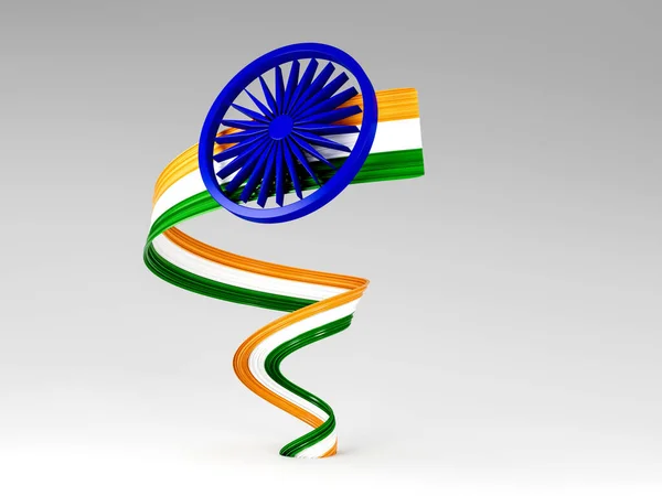 Flag India Shiny Waving Flag Ribbon Isolated White Background Illustration — стокове фото