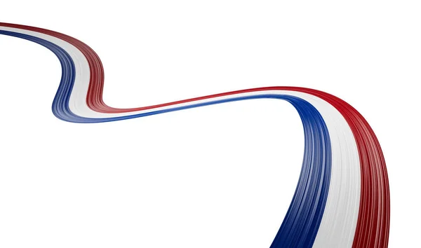 オランダ国の3D旗 白い背景の3D波光沢のあるリボン旗 3Dイラスト — ストック写真