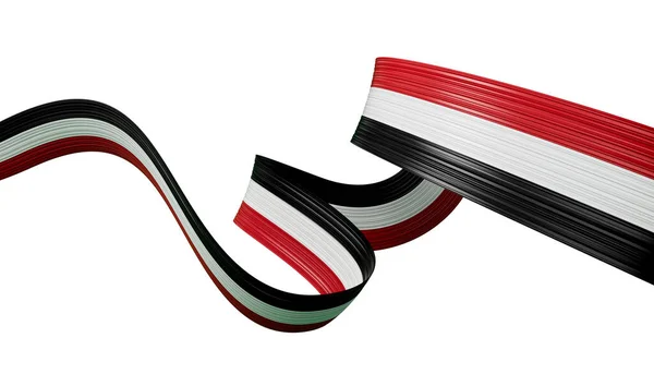 3D叙利亚国旗 Wavy Shiny叙利亚条带白色背景分离3D插图 — 图库照片