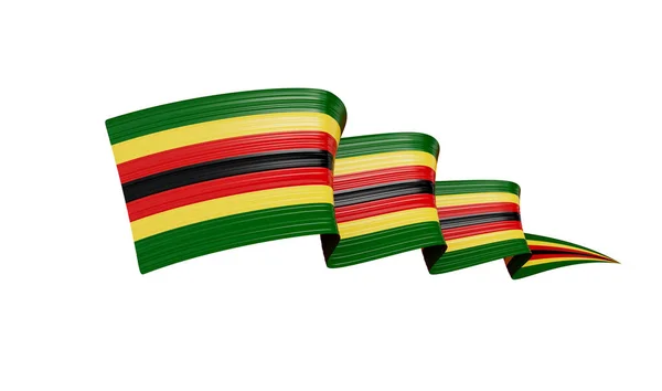 Flag Zimbabwe Wavy Shiny Zimbabwe Ribbon Isolated White Background Illustration — 스톡 사진