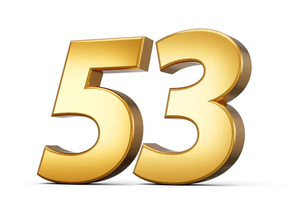 Golden Metallic Number Fifty Three White Background Illustration — Stock Photo, Image