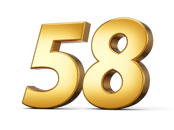 Shiny Gold Number Fifty Eight Gold Number Isolated White Background — 스톡 사진