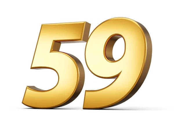 Shiny Gold Number Fifty Nine Gold Number Isolated White Background — 스톡 사진