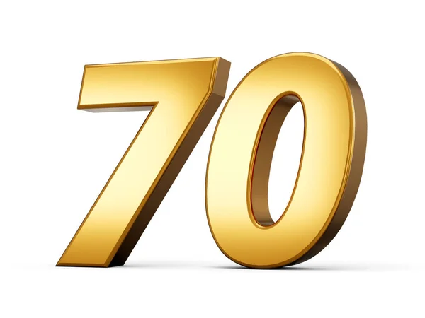 Golden Metallic Number Seventy White Background Illustration — Stock Photo, Image